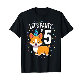 5 Years Old Corgi Dog Lover 5th Birthday Party Outfit Kid T-Shirt