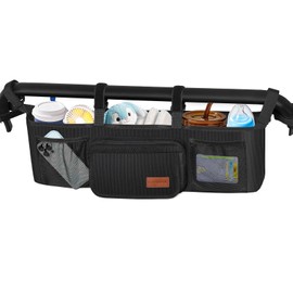 Guiseapue Double Stroller Organizer with 2 Insulated Cup Holders: Parent Console Double Jogging Stroller Caddy, Stroller Accessories Fits for Baby Jogger City Mini GT2 and Jeep Double Stroller