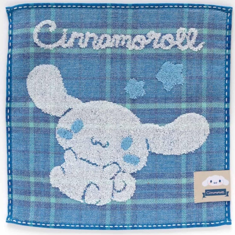 シナモンロール タオルハンカチ タータンチェック (ブルー) 婦人 レディース タオル ハンドタオル 約25cm 000838-0015-02