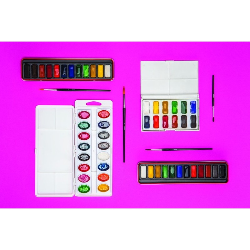 Reeves Water-Colour Paint Tin Set with Brush - 13-Piece