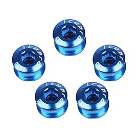 Bicycle Chainring Bolts Single M8x6mm Super Light Aluminum Alloy Bolts Mountain Bike, MTB (Blue) Set of 5