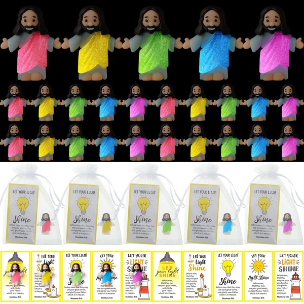 CroBlissful 25 Set Luminous Mini Jesus Figures Tiny Little Glow