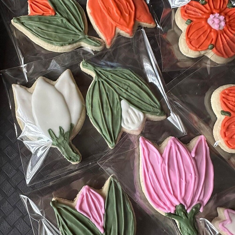 Homemade Gluten Free Floral Cookies Flowers Birthday Gift Decorated Royal