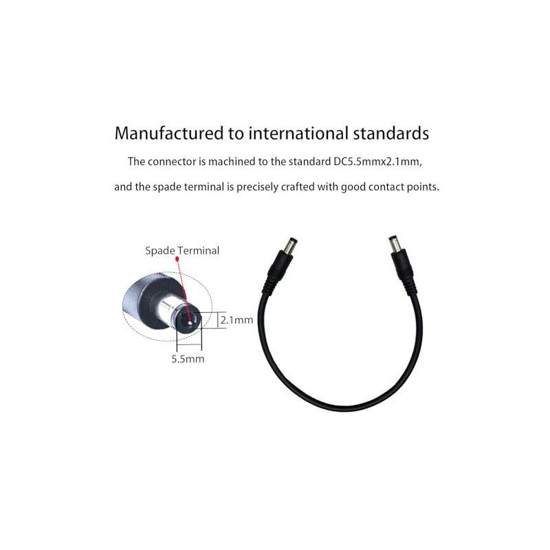 DC 5.5mm×2.1mm Power Cable,18AWG Male to Male 1-36V Extension Cable,10A