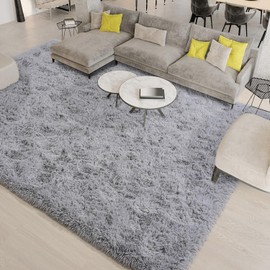 Unirea Shag Area Rug for Bedroom Living Room, 5x8 Grey Rugs Fluffy Plush Carpet, Soft Fur Fuzzy Rug for Indoor Kids Nursery Teens Girls Room Classroom Dorm Home Decor Floor Aesthetic