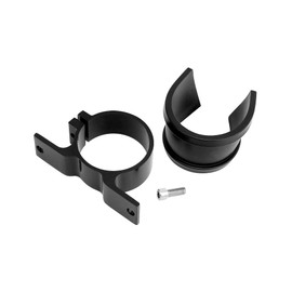 QWORK Fuel Pump Clamp Holder, 2 Pack 50mm Fuel Filter Mounting Bracket, Premium Aluminum Alloy Oil/Fuel Pump Mounting Bracket, Secure Filter Clamp Cradle, Sleek Black Design