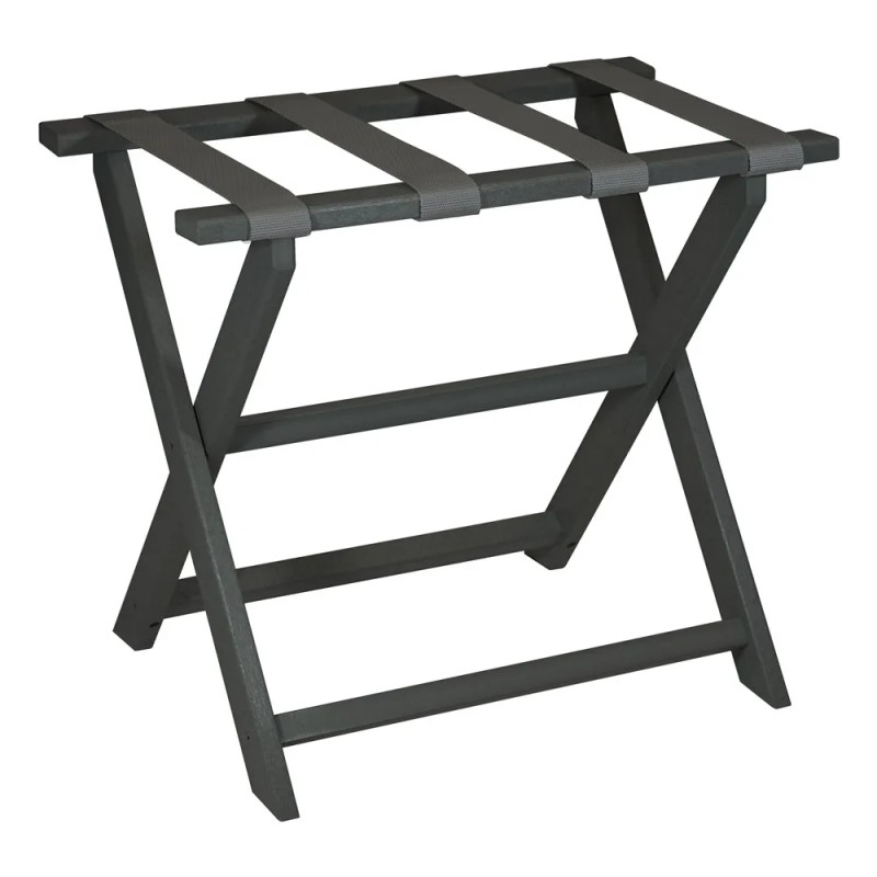 Homeroots Earth Friendly Dark Gray Folding Luggage Rack With Gray
