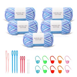 Maxee Hand Knitting Yarn, 500 g (5 x 100 g) Crochet Yarn, 8 Strands Colourful Gradient Yarn for Knitting, Soft Wool for Crocheting, Multicoloured Yarn for Knitting, Crochet and Crafts