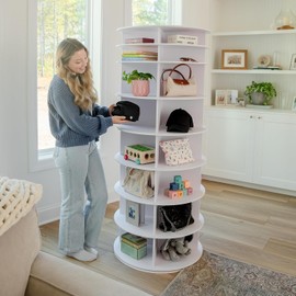 Magnolia Styles 8 Tier Rotating Shoe Rack Tower 360-32 Pair, 5ft3in. Reachable Revolving Shoe Storage. (8 Tier Standard Size (24 in))