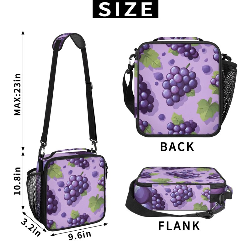 Eizlang Grape Insulated Lunch Bags Reusable Cooler Lunch Box Freezable