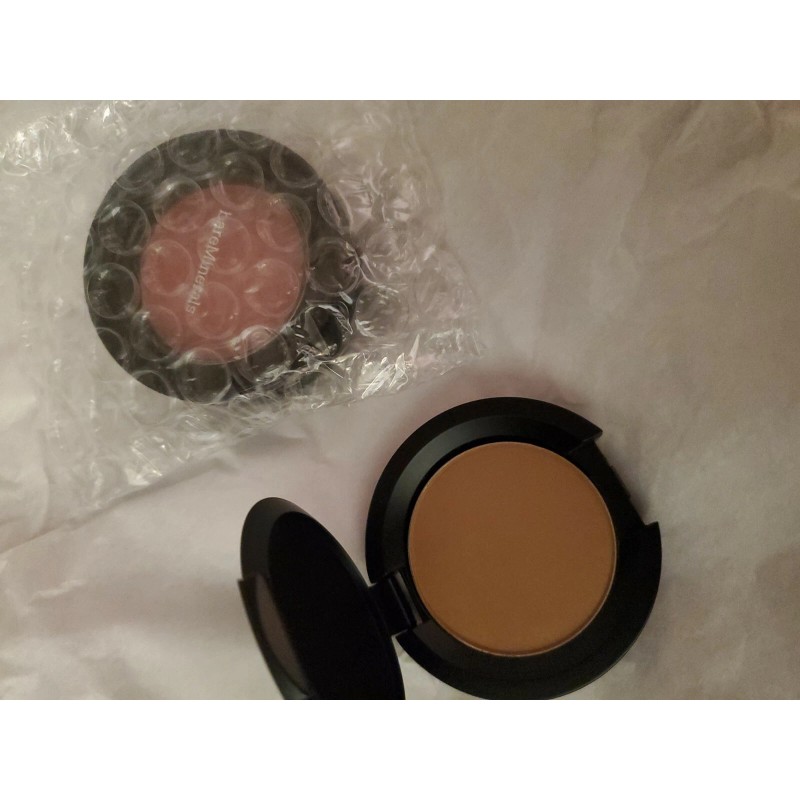 Bareminerals 2 piezas bronceador y rubor mini nuevo calor/malva amanecer