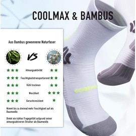 BRISIRA 3 Pairs of Bamboo Compression Socks for Men and Women, Compression Socks with Heel Pad, Anti-Blister Socks, Running Socks, Hiking Socks with Ventilation Mesh and Arch Support, Size 35-51, 3