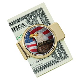 American Coin Treasures Coin Money Clip JFK Half Dollar Colorized with American Bald Eagle Moneyclip