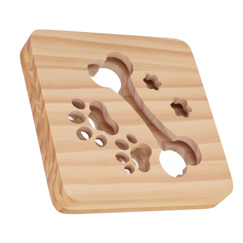 3D Night Lamp Bone Paw Print Pattern Hollow Design Wooden