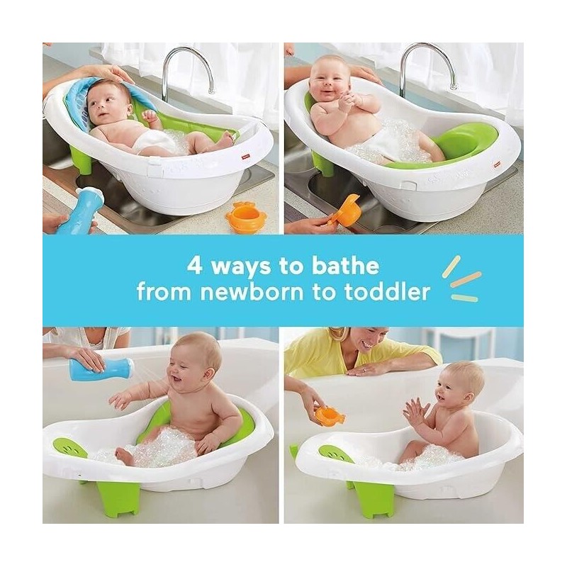 Fisher-Price Baby Toddler Bath 4-In-1 Sling N Seat Tub-Removable Infant