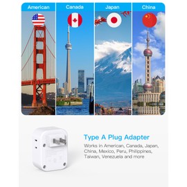 US to Japan Plug Adapter, HANYCONY Japan Power Travel Adpter with 4 Outlets 4 USB Ports(2 USB C), Type A Plug Adapter for Amercian USA to Japanese China Canada Mexico Philippines Travel Essentials
