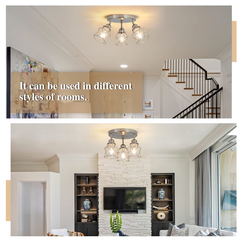 ABEAJAT Kitchen Light Fixtures - 3-Lights Multi-Directional Ceiling Lamp with