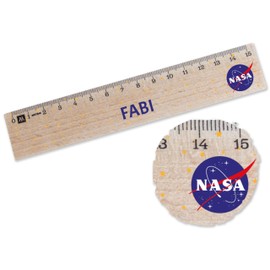 15 cm - Space - Children's Ruler 15 Wooden with NASA Logo for School | School Supplies | School Accessories | Space Fans - 15 cm - Wooden - Wooden Ruler Nasa 15 cm First Day of School