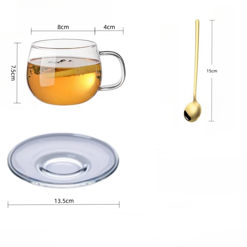 RYHMHA Coffee Cup and Saucer Set, 11.8 oz Large Capacity