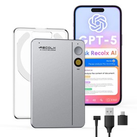 AI Voice Recorder, App Control, Ultra-HD Recording&Transcribe&Summarize with Deep AI Analysis&71+ Professional Templates, 112 Languages​​ Suitable for Business, Education, Meetings, Calls, 64GB, Gray