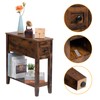 LUSUOWLZ Brown 2 Pack Chairside Narrow End Table with Drawer,