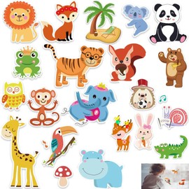 XUTONG 23Pcs Jungle Animals Window Clings Sticker,Reusable Thick Gel Clings Decals,K-id and Adults Home Classroom Nursery Zoo Animals Party Supplies Decoration