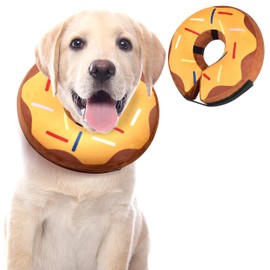 Soft Dog Cone Collar for Large Medium Small Dogs and Cats After Surgery, Inflatable Dog Neck Donut Collar,Inflatable Cat Cone Collar,E-Collar for Dogs Recovery, Dog Cones Alternative (Yellow Donut-M)