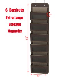 SIMPLE HOUSEWARE SimpleHouseware Baby Over The Door Hanging Organizer Storage, 6 Clear Window Pocket, Brown