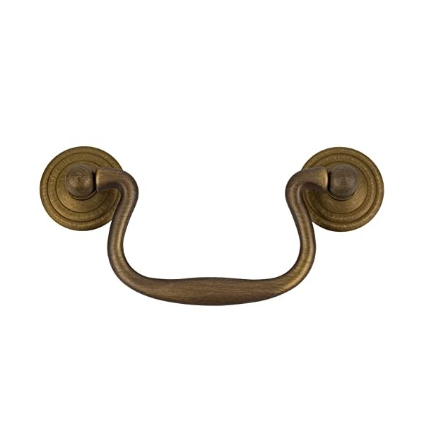 Antique Cast Brass Swan Neck Drawer Bail Pull | Centers: