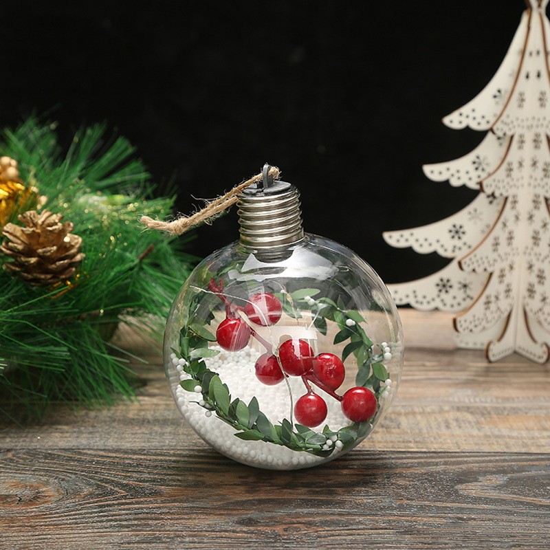6Pcs Shining Christmas Balls with LED Light Pendants Refillable Ball