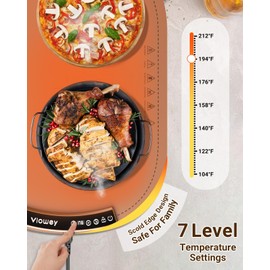 Food Warming Mat, Roll Up Electric Warming Tray with 7 Temperature Settings and 1-4 Hours Timer, Full-Surface Heating, Child Safety Lock, Versatile Food Warmers for Parties, Buffets, and Home Use