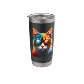 Cat Sunglasses Blue And Red Wool Cat Lover Gifts Stainless Steel Insulated Tumbler