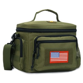 Lunch Box for Men, Tactical Lunch Bag MOLLE Webbing Leakproof Insulated Large Lunch Cooler Women Adult Meal with Adjustable Shoulder Strap Durable Lunch Pail (Green)