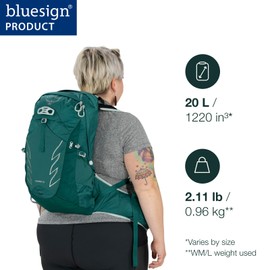 Osprey Tempest 20L Women's Hiking Backpack with Hipbelt, Jasper Green, WM/L, Extended Fit