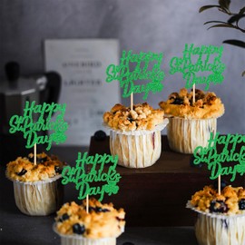 Keaziu 24 Pack Happy St. Patrick's Day Cupcake Toppers Lucky Four Leaf Shamrock Hat Cupcake Picks For Irish Festival Baby Shower Birthday Party Supplies Decoration (black-12-new)