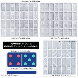 4 Packs Domino Molds and Dominoes Box Molds, CNYMANY 92 Cavities Double 12 Silicone Epoxy Resin Casting Jumbo Mold Clay Mold Storage Box Mold for DIY Pendant Jewelry Crafts Making Tool