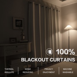 KEQIAOSUOCAI Pure White 100% Blackout Linen Curtains 90 Inches Long 2 Panels for Bedroom,Modern Farmhouse Full Black Out Room Darkening Thermal Insulated Window Curtain Panels W50 x L90 Inch Length