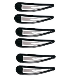 Mytoptrendz® 6 Pcs Medium Snap Hair Clip Epoxy Bendy Hair Grip Girls Hair Accessories (5cm-Black-)