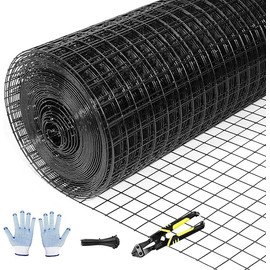 Tongmo 60" x 100' Black Hardware Cloth, 1inch Mesh Chicken Wire Fence, 19 Gauge Vinyl Coated Wire and Welded Wire Roll,Garden Fence, Poultry Netting for Rabbit/Duck/Chicken Coop