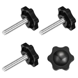 sourcing map 4Pcs Clamping Screw Knob, M6 x 30mm Hex Shaped Star Knob Plastic Grips Hand Tightening Screw Handle for Umbrella Base Mechanical Furniture, 25mm Dia