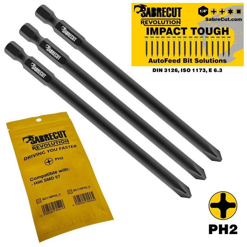 3 x SabreCut SC116PH2_3 116mm PH2 Compatible with Hilti SMD