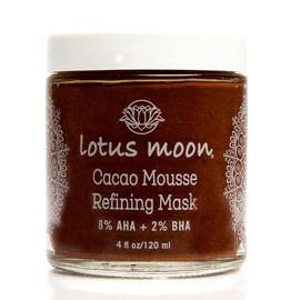Lotus Moon Cacao Mousse Refining Mask | Salicylic Acid, Lactic Acid | For Exfoliating, Hydrating Skin, Vegan, Clean, Plant-Based (4oz/120ml)