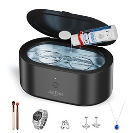 JeaTone Ultrasonic Jewelry Cleaner, 46KHz Sonic Jewelry Cleaner Machine for All Jewelry, Eyeglasses, Retainers, Dentures, Rings, Watches, Earrings & More, 304 Stainless Steel 20oz Cleaning Pod (Black)