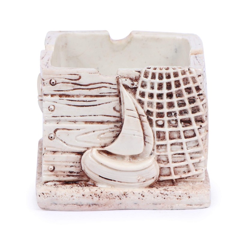 Pinkdesh Resin Material Square Boat Design Ashtray for Office Home