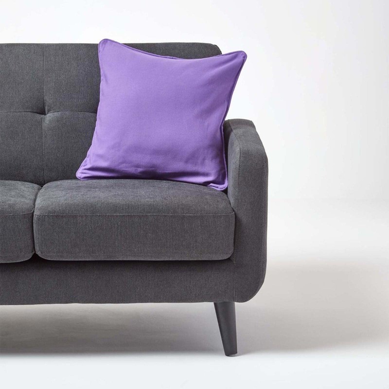 HOMESCAPES - 100% Cotton Plain Purple Cushion Cover- 30 x