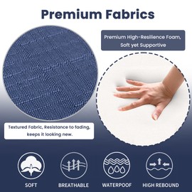 Battilo Chair Cushions for Dining Chairs with Ties, Kitchen Chair Pad with Non-Slip Backing and Removable Cover, Indoor/Outdoor Dining Seat Cushion, 16"x16"x2", Set of 4, Navy