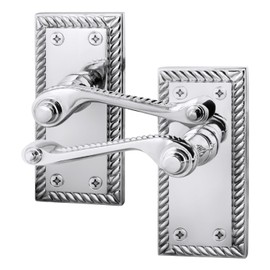 EAI Polished Chrome Georgian Scroll Door Handles - 1 Pair of Internal Lever Latch Handles on Backplate - Rope Design