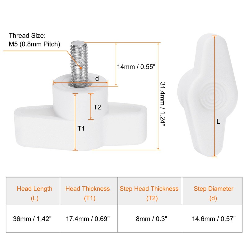 QUARKZMAN Pack of 20 Wing Knobs M5 x 14 mm
