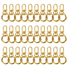 HARFINGTON 30pcs Lobster Claw Clasp Keychains Swivel Trigger Clips Zinc Alloys Colorful Keychain Clip Snap Hook Jump Flat Split Rings for DIY Craft Jewelry Making Car Keys, Gold Tone