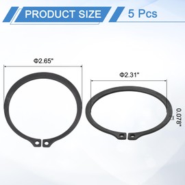 sourcing map 5Pcs 2-1/2" Internal Retaining Ring Circlip, 65 Mn Spring Steel Internal Circlip Snap Rings C-Clips for Grooved Shafts Studs, Black